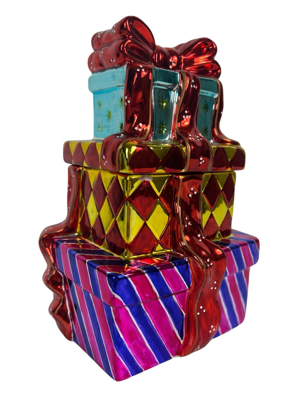 Christopher Radko Multicolor Stacked Gift Galerie 2004 Gift Box Jar EUC Vintage